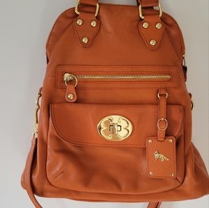 Emma Fox burnt orange leather foldover tote/purse